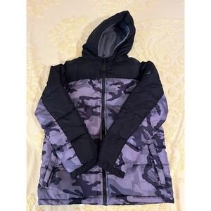Arctic Quest Boy's Winter Coat XL 18/20 Black & Gray Camo‎ Zip Up w/ Hood